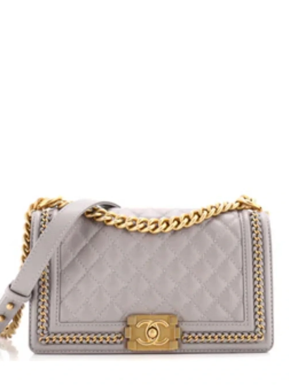 CHANEL Quilted Le Boy Flap Bag In quilted caviar | pale lilac